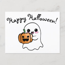 Cute Ghost och Pumpkin Happy halloween Vykort