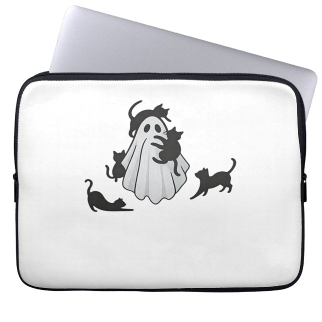 Cute Ghost och Svarta katter Classic T-Shirt Laptop Fodral (Framsidan)