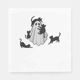 Cute Ghost och Svarta katter Classic T-Shirt Pappersservett