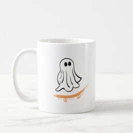Cute ghost on skateboard kaffemugg