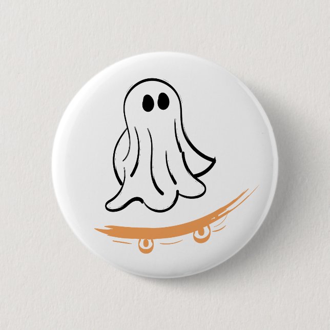 Cute ghost on skateboard knapp (Framsida)