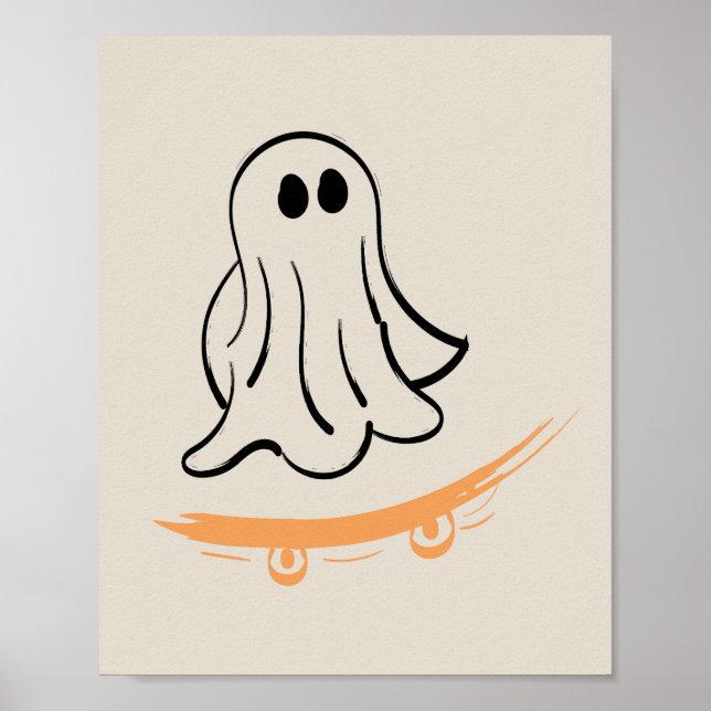 Cute ghost on skateboard poster (Framsidan)