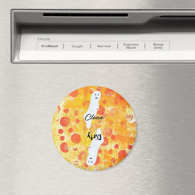 Cute Ghost Orange Dots Dishwasher Magnets Magnet (In Situ (Dishwasher))