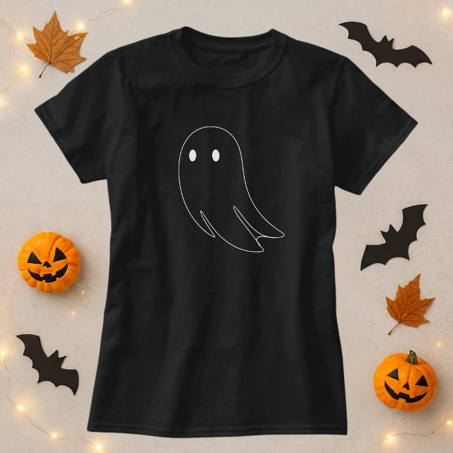 Cute Ghost Outline Gift Halloween T Shirt (Skapare uppladdad)