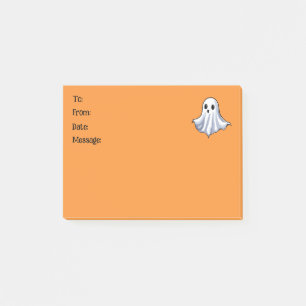 Cute Ghost på Halloween Orange Message Post-it Block