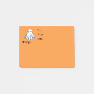 Cute Ghost på Halloween Orange Message Post-it Block