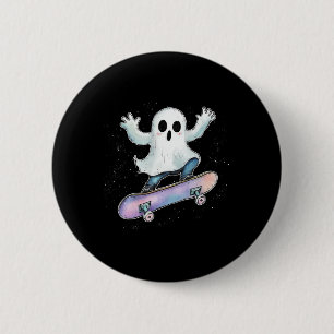 Cute Ghost på Skateboard Funny Halloween-Skater Knapp