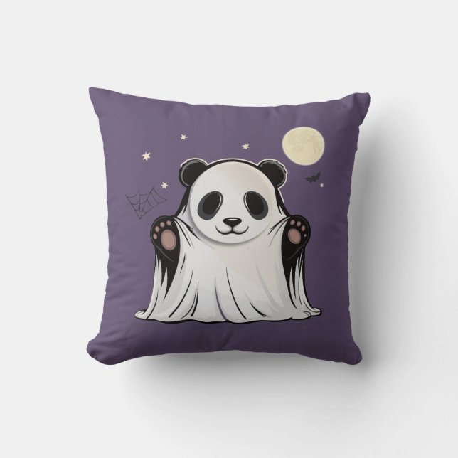 Cute Ghost Panda Under the Moon  Kudde (Framsida)