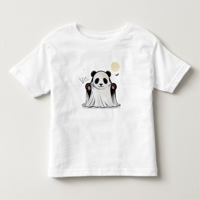 Cute Ghost Panda Under the Moon  T Shirt (Framsida)