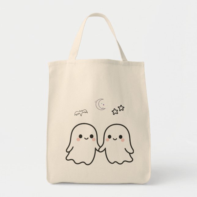 Cute Ghost-par Halloween-design Tygkasse (Framsidan)
