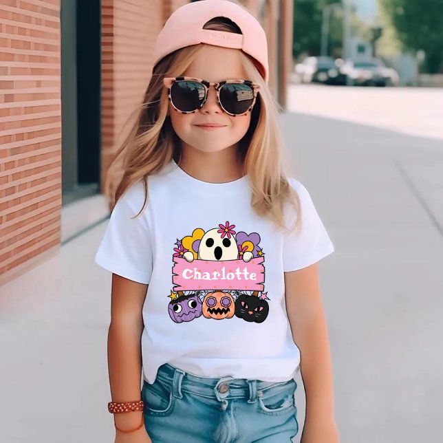 Cute Ghost Personalized Girl Name Halloween T Shirt (Skapare uppladdad)