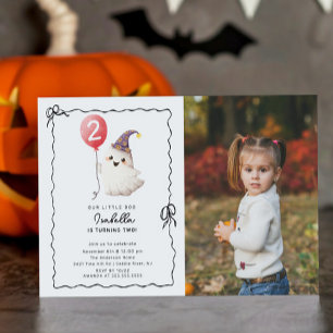 Cute Ghost Photo Birthday Inbjudningar