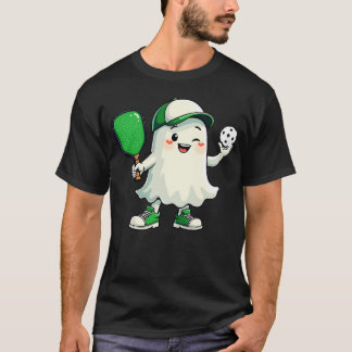 Cute Ghost Pickleball Paddle Halloween Pickleball T Shirt