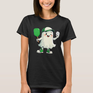 Cute Ghost Pickleball Paddle Halloween Pickleball T Shirt