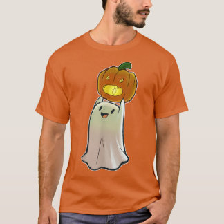 Cute Ghost Pumpkin Ansikte Jack O'Lantern Lycklig  T Shirt