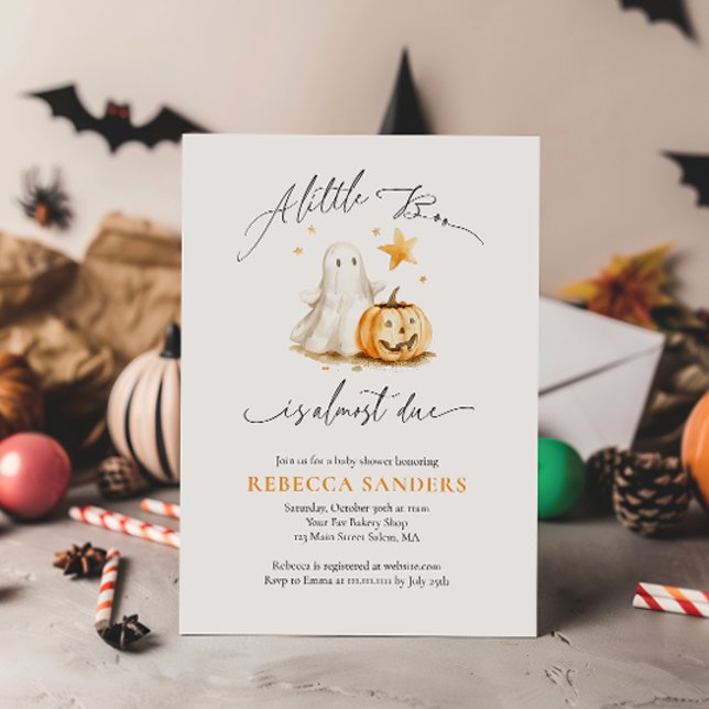 Cute Ghost Pumpkin Boo Halloween Baby Shower Inbjudningar (Skapare uppladdad)