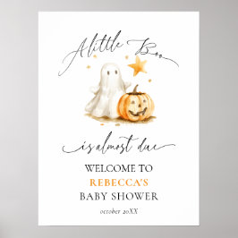 Cute Ghost Pumpkin Boo Halloween Baby Shower Poster