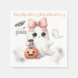 Cute Ghost Pumpkin Fladdermus Halloween Pappersservett