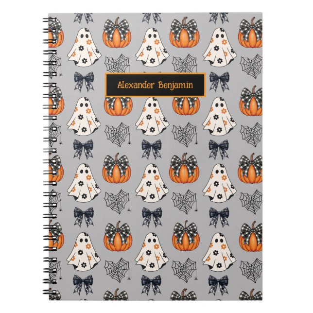 Cute Ghost Pumpkin Halloween Anteckningsbok (Framsidan)
