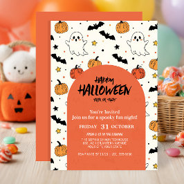 Cute Ghost & Pumpkin Halloween fest Inbjudningar