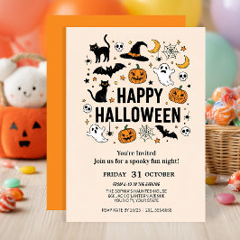 Cute Ghost & Pumpkin Halloween fest Inbjudningar