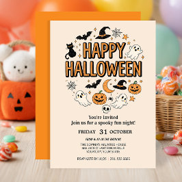 Cute Ghost & Pumpkin Halloween fest Inbjudningar