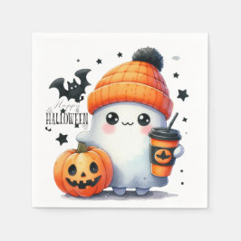 Cute Ghost Pumpkin Halloween Helgdag Pappersservett