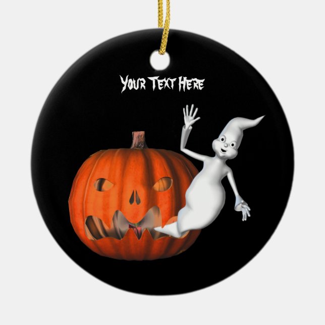 Cute Ghost Pumpkin Halloween Ornament (Framsidan)