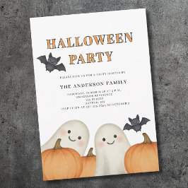 Cute Ghost Pumpkin Halloween Party  Inbjudningar
