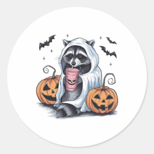 Cute Ghost Pumpkin Halloween Raccoon Costume Racco Runt Klistermärke