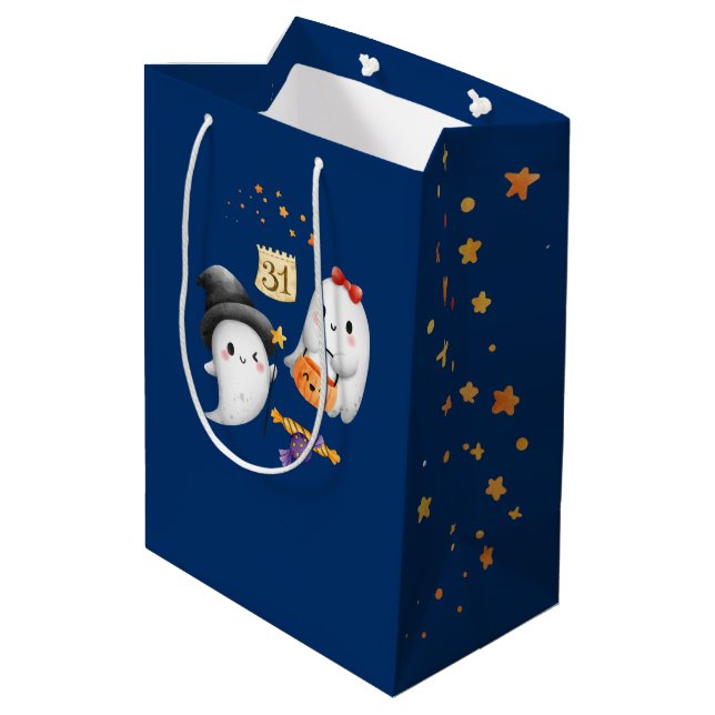 Cute Ghost Pumpkin Kids Boo Halloween Gift Wrap (Baksidan Vinklad)