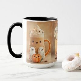 Cute Ghost Pumpkin Latte Mug Mugg
