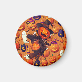 Cute Ghost Pumpkin Party Design Magnet