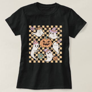 Cute Ghost Pumpkin Retro Halloween T Shirt