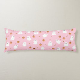 Cute Ghost & Pumpkin Rosa Halloween Mönster Kroppskudde