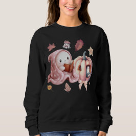 Cute Ghost Reading Bok Lacher Halloween Älskare T Shirt