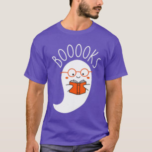 Cute Ghost Reading Bok Matching Bokar Älskare Mana T Shirt