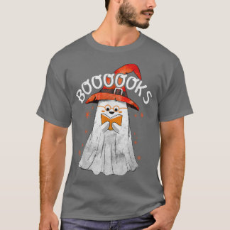 Cute Ghost Reading Booooks Top Book Teacher Hallow T Shirt