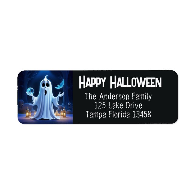 Cute Ghost Returadress Etikett (Framsidan)