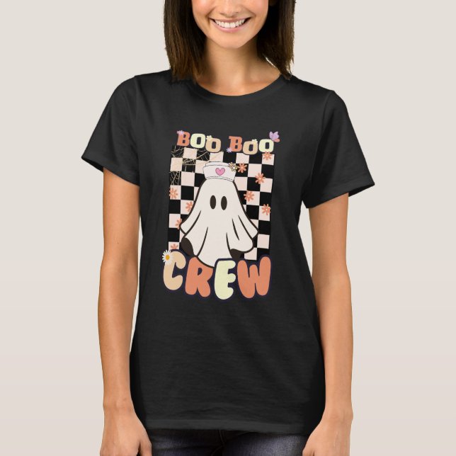Cute Ghost RN Nurse Halloween, Boo Boo Crew T Shirt (Framsida)