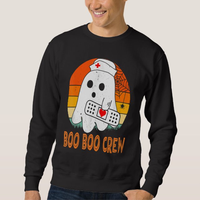 Cute Ghost RN Nurse Halloween Costume Shirts, Boo  Lång Ärmad Tröja (Framsida)
