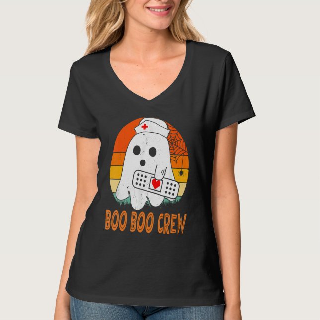 Cute Ghost RN Nurse Halloween Costume Shirts, Boo  T Shirt (Framsida)