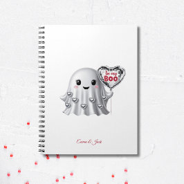 Cute Ghost Romantic Valentines Mönster Anteckningsbok