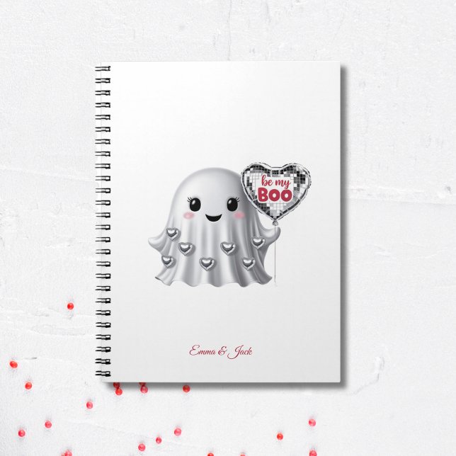 Cute Ghost Romantic Valentines Mönster Anteckningsbok (Romantic Valentine's Day Ghost Notebook)