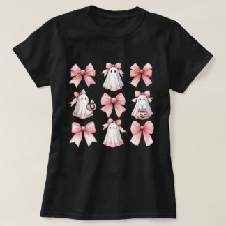 Cute Ghost Rosa Coquette Bow Mönster Halloween T Shirt
