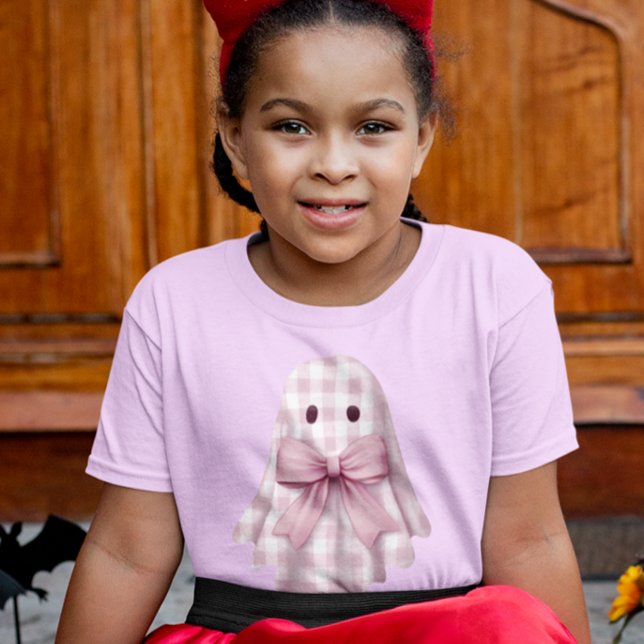 Cute Ghost Rosa Gingham T Shirt (Skapare uppladdad)