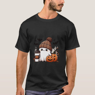 Cute Ghost Shirt Fall Pumpkin Tshirt Coffee Älskar T Shirt