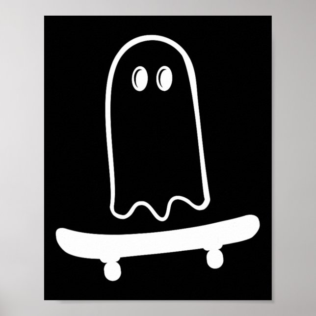 Cute Ghost Skateboard To Funny Skateboarder Hallow Poster (Framsidan)