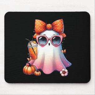 Cute Ghost som dricker kaffe med Halloween Bow Wom Musmatta