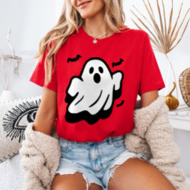 Cute Ghost som flyger med Fladdermus minimalist Ha T Shirt